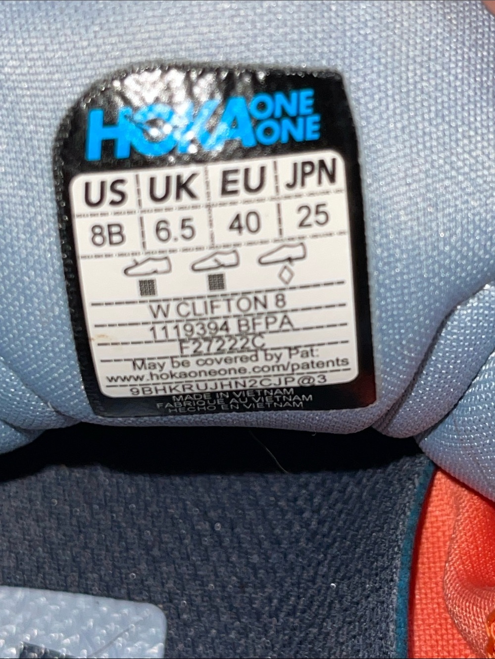 Hoka Clifton 8 Women's Running Shoes in Pale Blue and White - Picture 10 of 10
